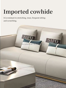 फोशान फैक्ट्री लाइट लक्जरी चमड़े के सोफे 1 + 2 + 3 लिविंग रूम चमड़े के सोफे कम कीमत में - Product Image 3