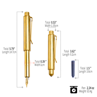 Bolígrafo Táctico Retro de Latón Macizo, Instrumento de Escritura Resistente para Bolsillo, Herramienta Manual EDC para Exteriores con Clip