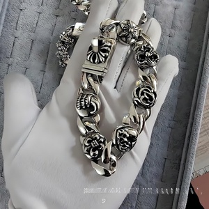 Chrom Herz Kettenarmband Charm-Armreif für Männer und Frauen Versilbert Kreuz Schwert Vintage Retro Trendy Punk Mode Großhandel - Product Image 5