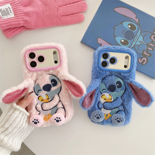 Cartoon Stitch Design Shockproof TPU Phone Cover with Stand Function for -Cute Ears