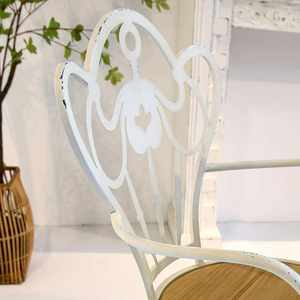 ART NEST INNOVA European Modern Rustic <b>White</b> Metal Frame Accent <b>Chair</b> Durable <b>Wooden</b> Seat Home Living Room Bar <b>Dining</b> <b>Chair</b> - Product Image 5