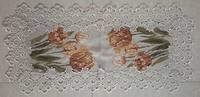 Nappe carrée en polyester 100% non tissé, brodée de fleurs et ajourée