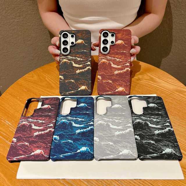 Trending Premium PC Magnetic Skin Feel Aramid Fiber Wave Texture Half Cover Anti-Drop Phone Case for Samsung S26 Ultra S25