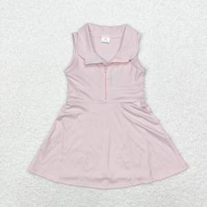 Robe athlétique rose clair de haute qualité pour filles tout-petits Style décontracté d'été avec fermeture éclair prêt à expédier en gros - Product Image 2