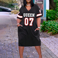 Robe midi décontractée d'été pour femme, grande taille, coupe ample, col en V, style sportif, avec numéro personnalisé, vente en gros