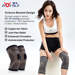 Genouillère <span class=keywords><strong>de</strong></span> sport confortable en nylon et spandex avec ions <span class=keywords><strong>de</strong></span> cuivre, respirante, antidérapante, à <span class=keywords><strong>compression</strong></span>, absorbant l'humidité et offrant un soutien protecteur - Product Image 3