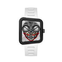 Montre mécanique squelette crâne extraterrestre, boîtier polygone irrégulier, design conceptuel unique, tendance mode, montre-bracelet automatique crâne étrange