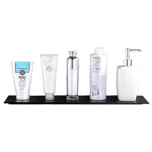 ชั้นวางแบบไม่มีสว่านแบบมีคำเดียวถาดสีดำมีช่องเก็บของอลูมิเนียมนอร์ดิกสำหรับห้องน้ำกระจกหน้าไม่มีตะปู - Product Image 5