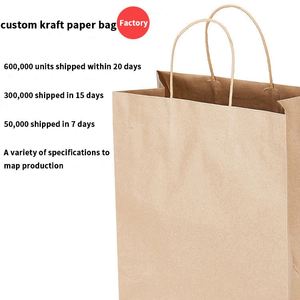 Recyclable Kraft Paper Tote Bag with Custom Logo Printing Hand Length Handle Food Packaging for Pizza & Milk - Product Image 3