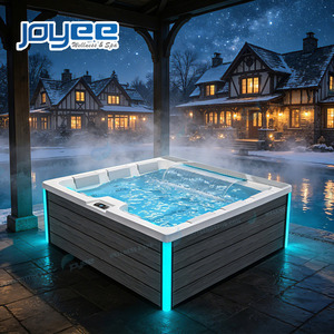 JOYEE Jacuzzi extérieur 6 personnes avec cascade LED, en acrylique, pour jardin, villa, hôtel, moderne - Product Image 1