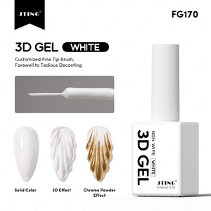 JTING Pro Gel Escultor 3D Blanco y Negro para Uñas, Esmalte de Uñas en Gel Sin Capa Pegajosa con Pincel Fino para Líneas de Polvo Cromado, Salón, Sin HEMA - Product Image 4
