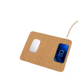Lylong toptan ahşap tahıl kablosuz şarj masa pedi mousepad Android ve Apple için