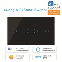 Interruptor de Pared Táctil Inteligente WiFi de 6 Canales, Panel de Vidrio con Control por Voz a través de la Aplicación Tuya Ewelink