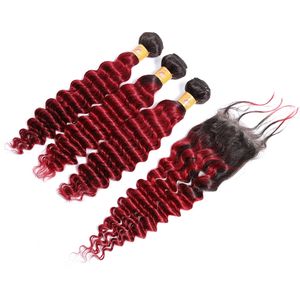 Kostenlose Probe Raw 1b/Burgund # Deep Wave <span class=keywords><strong>RED</strong></span> Virgin Peruanisches Menschenhaar Lieferant, Ombre Human Hair Bundles - Product Image 4