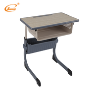 Meubles scolaires durables avec tiroir, bureau d'élève réglable en hauteur pour salle de classe, structure métallique, mobilier scolaire