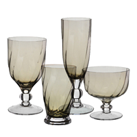 Samyo China leverancier op maat gemaakte vintage handgemaakte vaatwasserbestendige geribbelde grijsrode wijnglazen voor feestcadeaus