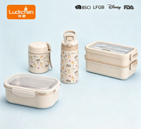 Isolierte Essensbehälter- und Lunchbox-Set mit Wasserflasche, Edelstahl-Thermo-Kinder-Lunchkit mit integriertem Löffel, kompakt und tragbar