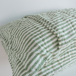 <span class=keywords><strong>Federa</strong></span> di lusso lavata a mano personalizzata <span class=keywords><strong>50x70</strong></span> set biancheria in lino 100% europea striscia verde - Product Image 2