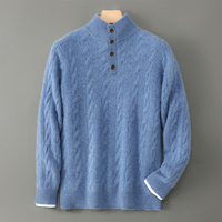 Pull en laine pour homme à col mi-haut avec fermeture éclair, pull en tricot à manches longues pour l'automne et l'hiver, logo personnalisé OEM ODM