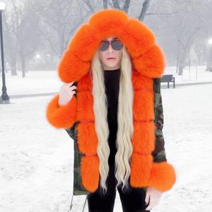 Janefur <strong>Women</strong> Fox <strong>Fur</strong> Cuff Collar <strong>Parka</strong> <strong>with</strong> Detachable Faux Rabbit <strong>Fur</strong> Liner Wholesale Classical Style Winter <strong>Fur</strong> <strong>Parka</strong> <strong>Coat</strong> - Product Image 1
