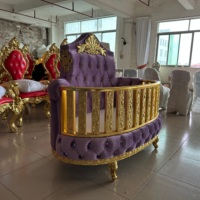 2025 Neueste Neue Design Einzigartige Hot Sale Top Luxus Lila Gold Thron Holz Baby Kind Bett Kristalle Geschnitzte Schatz Kinder Hohe Krippe