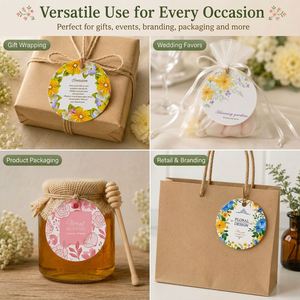 Étiquettes circulaires personnalisées avec des motifs rétro classiques pour la décoration de fêtes, les cadeaux et les étiquettes d'anniversaire - Product Image 4