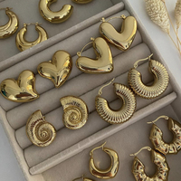 Pendientes de Aro de Acero Inoxidable con Baño de Oro PVD de 18K, Hipoalergénicos, Resistentes al Agua, Joyería de Moda para Mujer, Precio de Fábrica