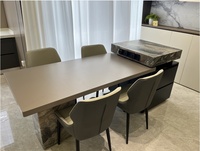 Table à manger multifonctionnelle carrée minimaliste italienne avec îlot central, armoire de rangement grande capacité, ensemble de meubles de salle à manger en bois