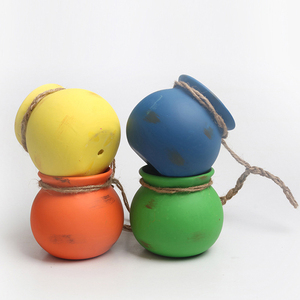 4 pots suspendus en céramique multicolores avec corde en jute pour montage mural ou au plafond, pour plantes succulentes, pour jardin et intérieur - Product Image 2