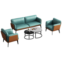 Canapé modulaire trois places en cuir noir, style minimaliste moderne, mousse haute densité, base en bois confortable, pour hôtel, école, usage commercial