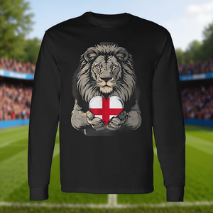 Camiseta de manga larga con bandera de Inglaterra y corazón de león, unisex, cuello redondo, impresión digital, deportes y juegos - Product Image 3