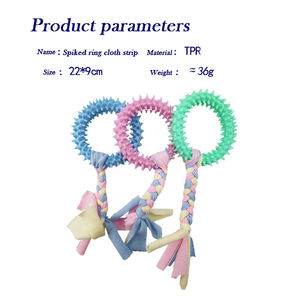 Résistant à mâcher TPR <span class=keywords><strong>dentition</strong></span> nettoyage dentaire jouets pour animaux de compagnie bandes de tissu de coton coloré anneaux à pointes pour chats et chiens - Product Image 3