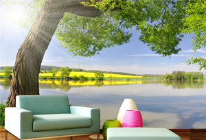 Papier peint en soie de conte de fées, château de jardin, fleurs de cerisier roses, pont doré, décoration intérieure, imperméable, autocollant, chambre d'enfant, appartement - Product Image 5