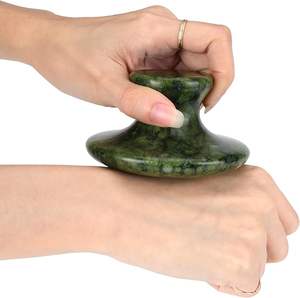 Outil de massage en forme de champignon en pierre de jade aventurine naturelle pour massage relaxant, <span class=keywords><strong>SPA</strong></span> à domicile, soin chaud/froid du visage et du corps, logo personnalisé - Product Image 3