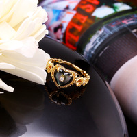 Bague Cœur Vintage en Nacre Noire Argent S925, Ensemble de Bagues Élégantes en Coquille d'Ormeau en Forme de Cœur, Exquise