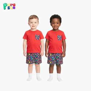 Puresun Hersteller Maßgeschneiderte Lässige Kurzarm-Jungenbekleidungssets 100% Baumwolle Baseball-Print - Product Image 1