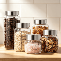 En stock – Bocaux de rangement en verre pour cuisine, 150 ml, 250 ml, 350 ml, 600 ml, 800 ml – Contenants de garde-manger en verre, bocaux à piments, pots à miel avec couvercles