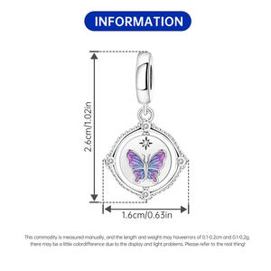 2026 Hot Selling <b>Copper</b> Butterfly Round Pendant <b>Bracelet</b>,Unique and Versatile DIY <b>Bracelet</b> Jewelry Accessories Pendant Wholesale - Product Image 2