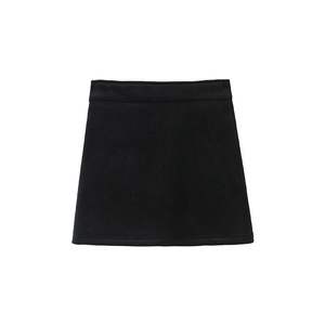 Minifalda ajustada de terciopelo negro de cintura alta, talla grande 90 80, color sólido, tela de poliéster para mujer, ropa de otoño e invierno - Product Image 1