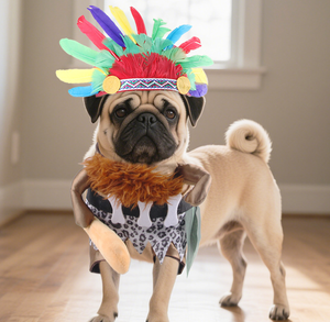 Nouveau costume pour animaux de compagnie - Tenue de chef indien pour chats et chiens, vêtements de cosplay pour animaux de compagnie pour Halloween - Product Image 3