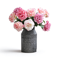 Bouquet de 6 roses artificielles roses - 65 cm - Fleurs artificielles enveloppées - Fausses fleurs gaufrées moulées par injection - Décoration moderne pour salon
