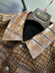 High quality crocodile leather Real leather <b>biker</b> <b>jacket</b> Classic motorcycle <b>jacket</b> - Product Image 3