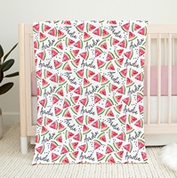 Selimut Bayi Anak Motif Buah Semangka Cetak Dua Sisi, Bahan Beludru Lembut, Dapat Dicuci, Ukuran Besar, Bolak-Balik, Bahan Fleece Velvet