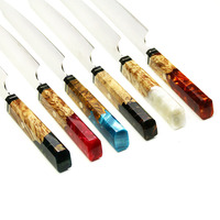 Couteau de chef japonais en acier Damas VG10 à 67 couches, fait à la main, 8 pouces, avec manche en résine époxy ambre, écologique