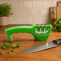 Aiguiseur de couteaux de cuisine professionnel manuel Sunwell avec acier inoxydable, céramique multi-grains, poignée douce au toucher, lavage à la main uniquement