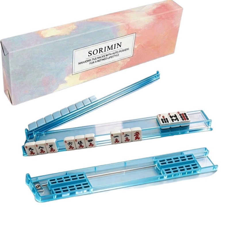 กล่องของขวัญสีน้ำพร้อมไม้บรรทัดดันสีสีน้ำเงิน