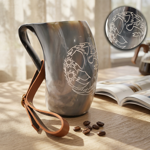 Jarra Vikinga para Beber, Hecha a Mano con Cuerno de Búfalo y Buey, Ecológica, FAIZA CRAFT, Estilo Lujoso, para Cerveza, Sidra, Cerveza Alemana - Product Image 1