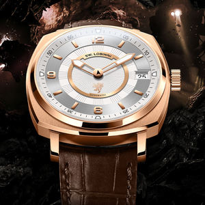 Montre squelette automatique de luxe en acier inoxydable Lobinni pour homme 16055 – Montre tendance pour homme avec boîtier carré et bracelet en cuir - Product Image 3