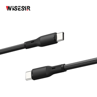 Câble de charge rapide USB 3.0 Type-C PD double port 3A personnalisable 1m 60W WISESIR pour iPhone 15/16/17, ordinateur et écouteurs