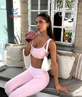 Ensemble de yoga sans couture taille haute pour femme, respirant, dos ouvert, pour l'entraînement et le fitness